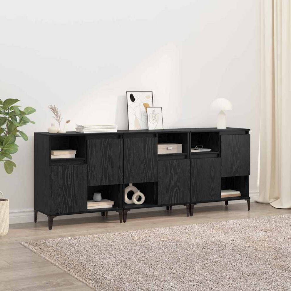 vidaXL - Sideboard - Compact 2-Door 2-Shelf Storage Unit - Black - Set of 3 - Image 2