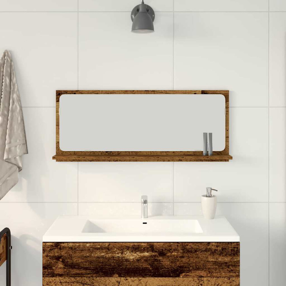 Vidaxl Mirror Shelf Old Wood 90 X 10.5 X 37 Cm Engineered Wood