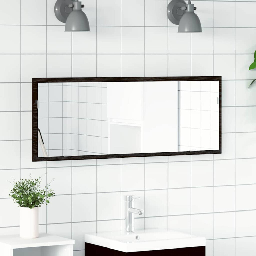 Vidaxl Led Bathroom Mirror Oak 100 X 8.5 X 37 Cm Glass Black