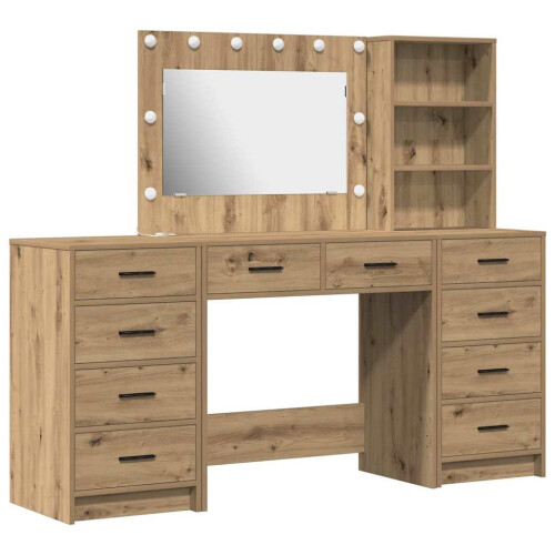 VidaXL vidaXL Dressing Table with Drawer 3 pcs Artisan Oak Engineered Wood 1