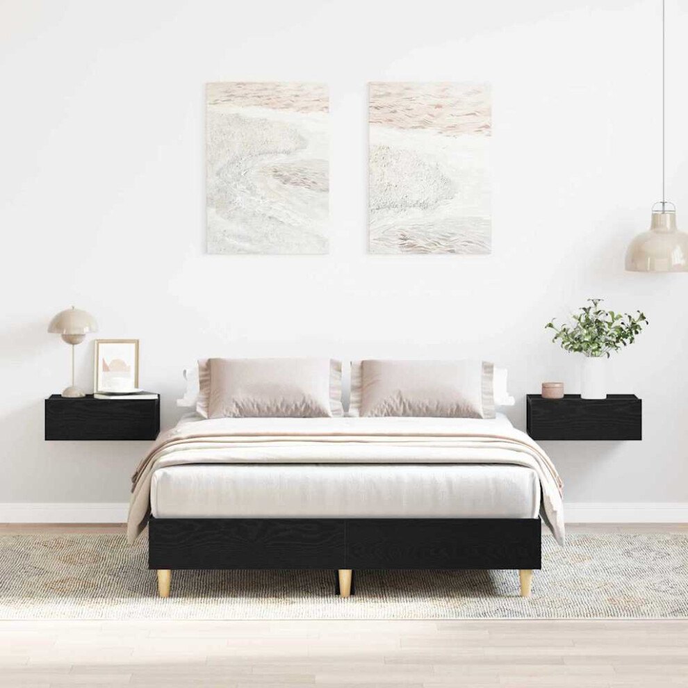 Vidaxl Bed Frame Black Oak 203 X 123 X 25 Cm Engineered Wood