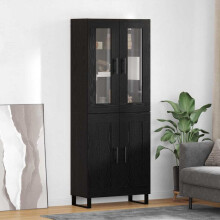vidaXL Highboard 2 pcs Black Oak Engineered Wood and Glass