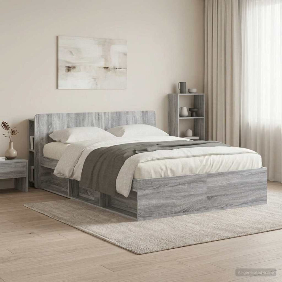 Vidaxl Headboard Cabinet With Storage Grey Sonoma Engineered Wood