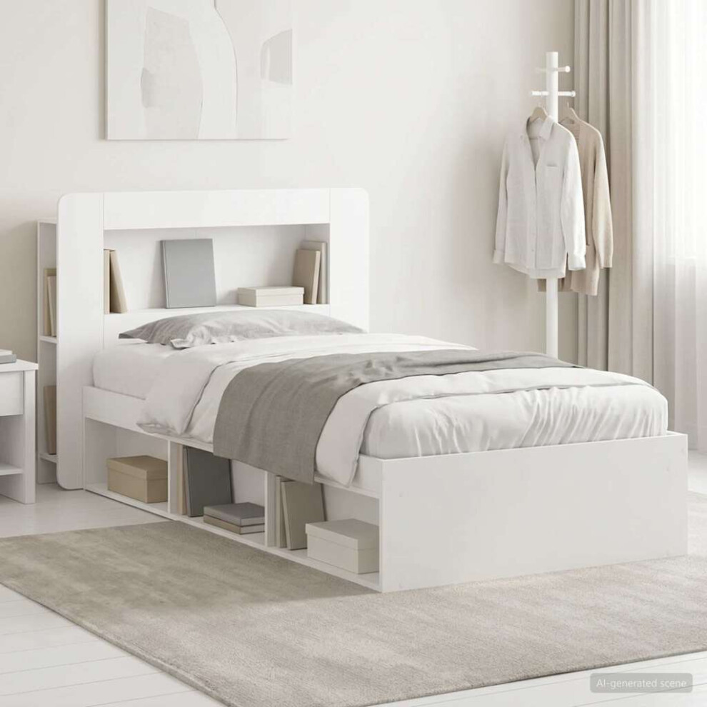 Vidaxl Bed Frame With Storage White 75 X 190 Cm Engineered Wood