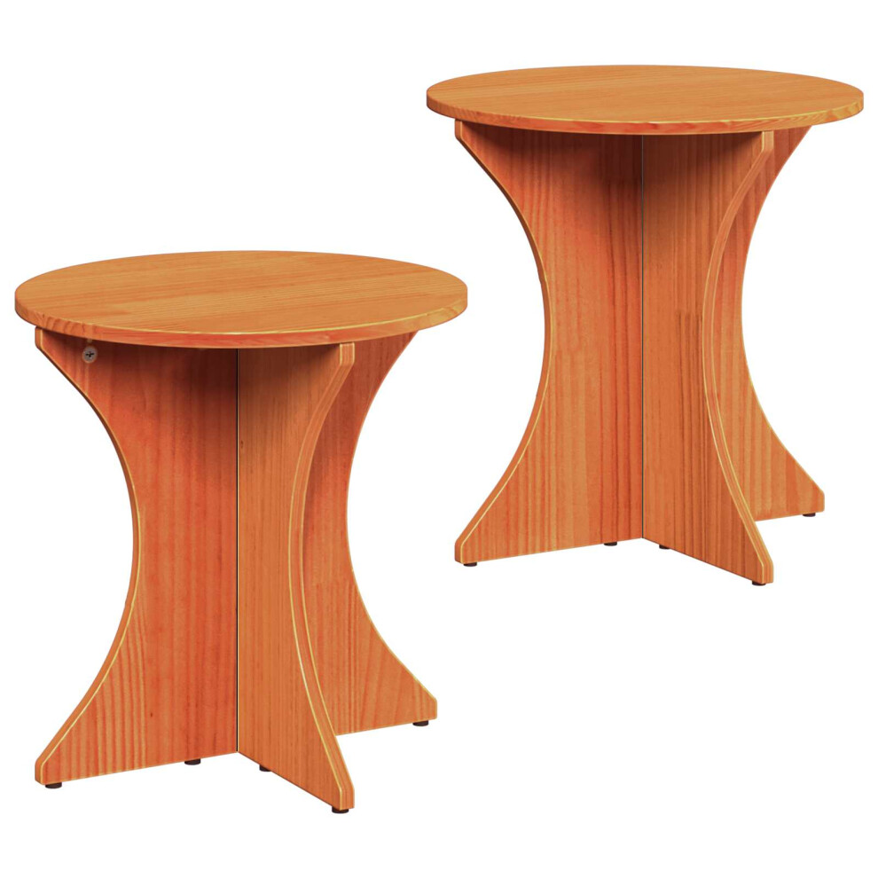 Vidaxl Coffee Table 2 Pcs Wax Solid Pine Wood Brown