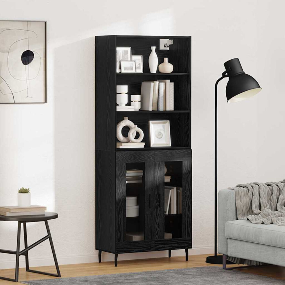 Vidaxl Highboard Black Oak 69.5 X 34 X 180 Cm