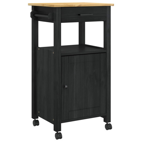 VidaXL vidaXL Kitchen Trolley MONZA Black 48 x 40 x 88.5 cm Solid Pine Wood 1