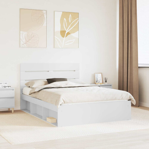 VidaXL vidaXL Bed Frame with Headboard White 150 x 200 cm Solid Pine Wood