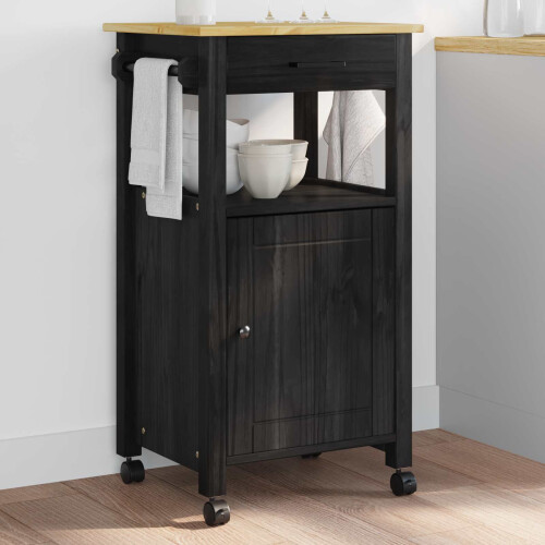 VidaXL vidaXL Kitchen Trolley MONZA Black 48 x 40 x 88.5 cm Solid Pine Wood 2