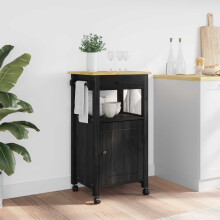 vidaXL Kitchen Trolley MONZA Black 48 x 40 x 88.5 cm Solid Pine Wood