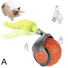 (Red) Upgrade Automatic Cat Ball Interactive Cat Toys Ball USB Recharge Pet Toys