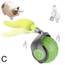 (Green) Upgrade Automatic Cat Ball Interactive Cat Toys Ball USB Recharge Pet Toys
