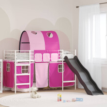vidaXL Kids'Loft Bed Frame White and Pink 100 x 190 cm Metal