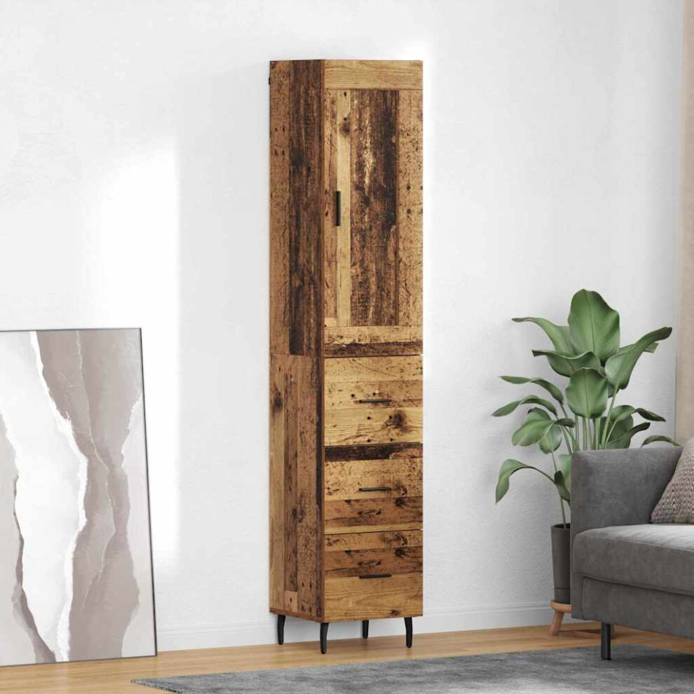 Vidaxl Highboard Old Wood 34.5 X 34 X 180 Cm Engineered Wood