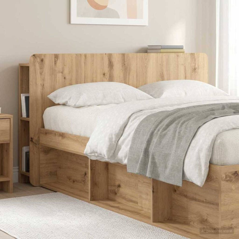 Vidaxl Headboard Cabinet With Storage Artisan Oak Engineered Wood