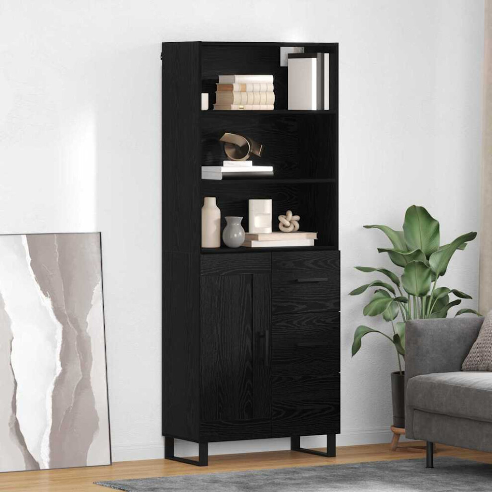 Vidaxl Highboard With Drawer 2 Pcs Black Oak Engineered Wood