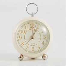 (White) Silent Bedside Clocks Battery Operated Non Ticking Desk Clock Analogue Alarm Clock Bedroom Retro Alarm Clock