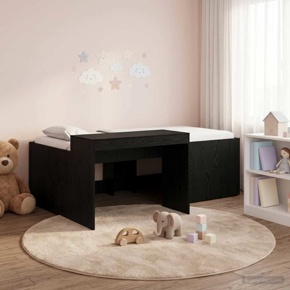 Vidaxl Kids'high Bed Frame With Desk 80 X 200 Cm Black