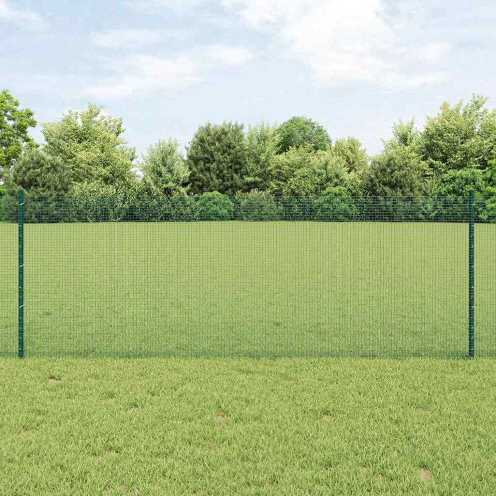 Vidaxl Welded Wire Fence With Post 100 X 0.8 M Pvc-Coated Steel Green