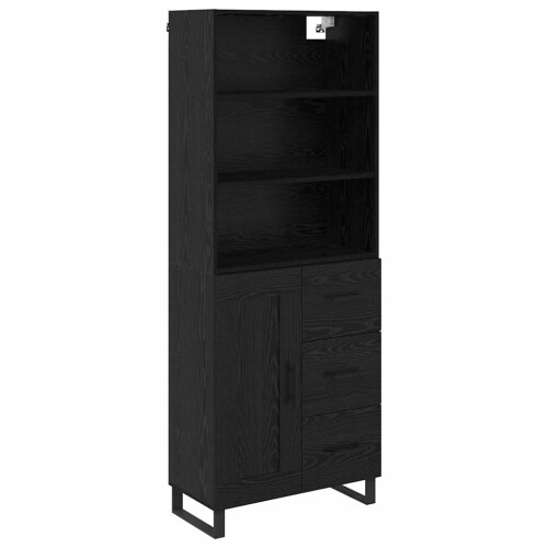 VidaXL vidaXL Highboard with Drawer 2 pcs Black Oak Engineered Wood 1