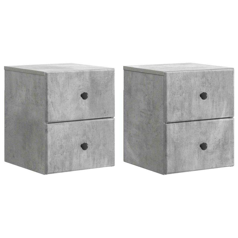 Vidaxl Wall-Mounted Bedside Cabinet With Drawer 2 Pcs Concrete Grey