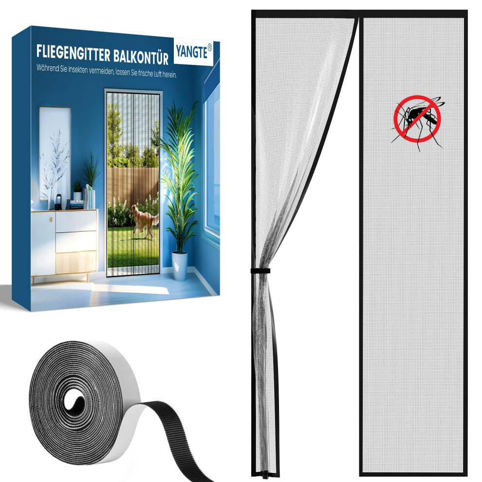 Magnetic Mosquito Screen For Balcony Patio Doors Black 90 X 200 Cm Â Magnetic Mosquito Net, Balcony Door Mosquito Net, Black Mosquito Net 90X200 5902362839784