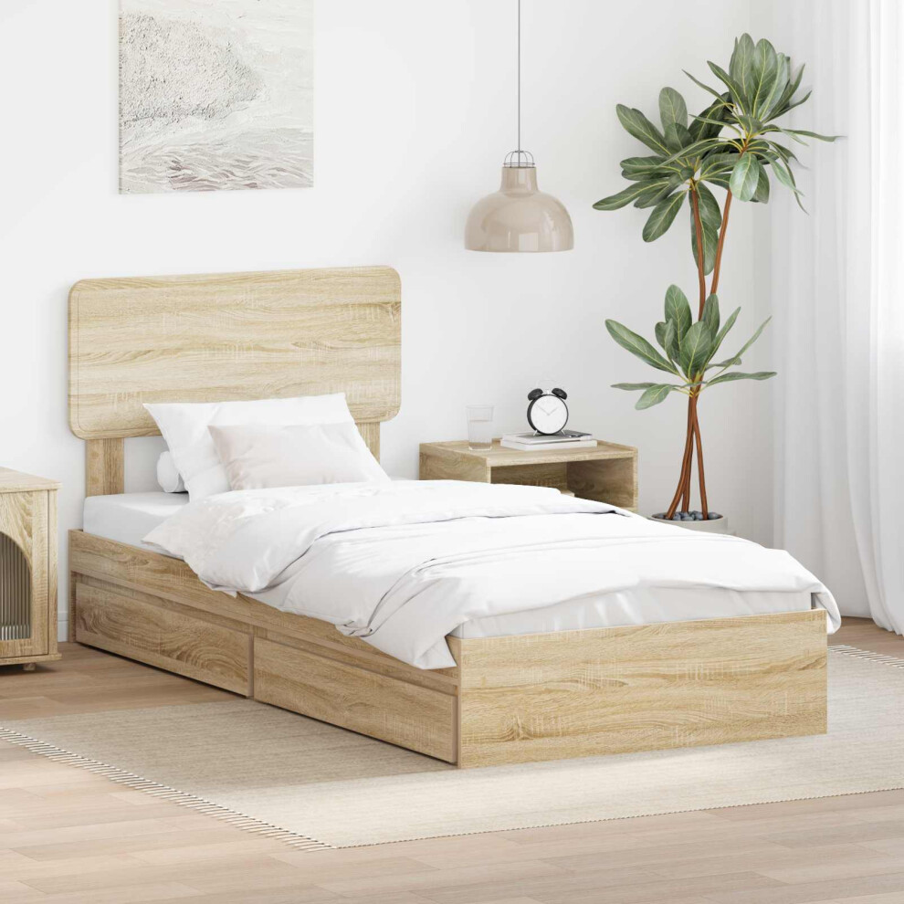 Vidaxl Storage Bed With Drawer Sonoma Oak 90 X 190 Cm Engineered Wood