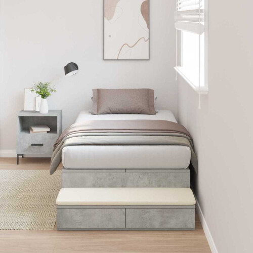 VidaXL vidaXL Storage Bed Frame Concrete Grey 90 cm Engineered Wood