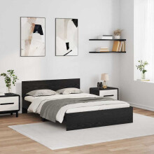 vidaXL Bed Frame with Headboard Black Oak 120 x 190 cm Engineered Wood