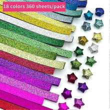 360 Sheets/Pack Glitter Diamond Star Paper Glitter Powder Frosted Folded Star Paper DIY Handmade Folded Paper Finished Product Glitter Powder Gradient