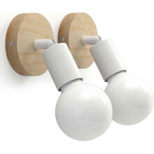 Set of 2 Vintage Wooden Indoor Wall Light Rotatable(White)
