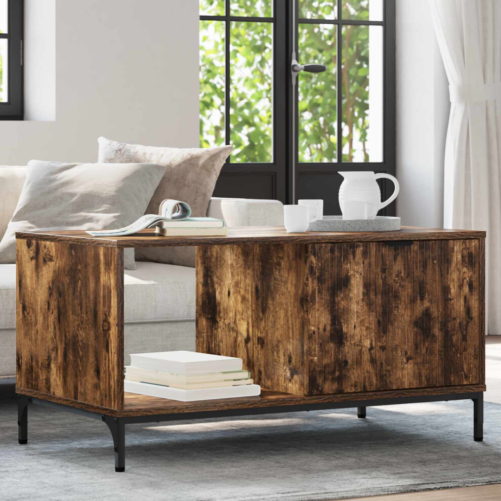 Vidaxl Coffee Table Smoked Oak 90 X 49 X 46 Cm Engineered Wood