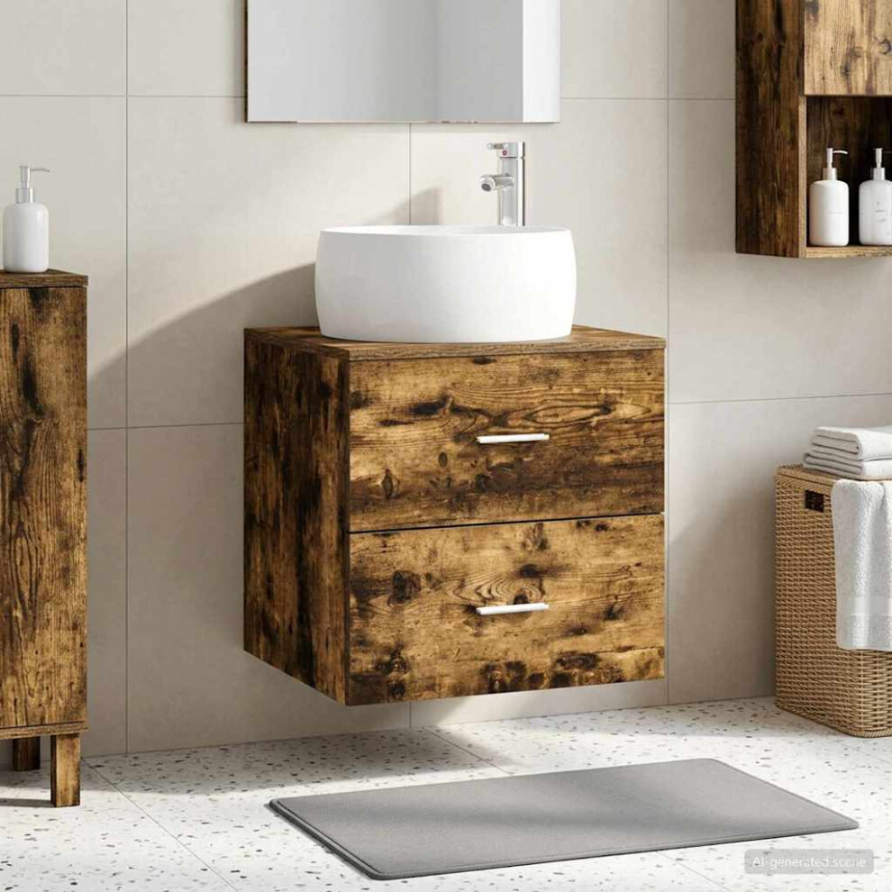 Vidaxl Wall-Mounted Sink Vanity Smoked Oak 49.5 X 44.5 X 66 Cm