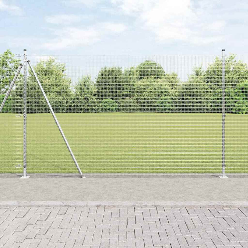 Vidaxl Welded Wire Fence With Concrete Base 10 X 1.6 M Silver Mesh