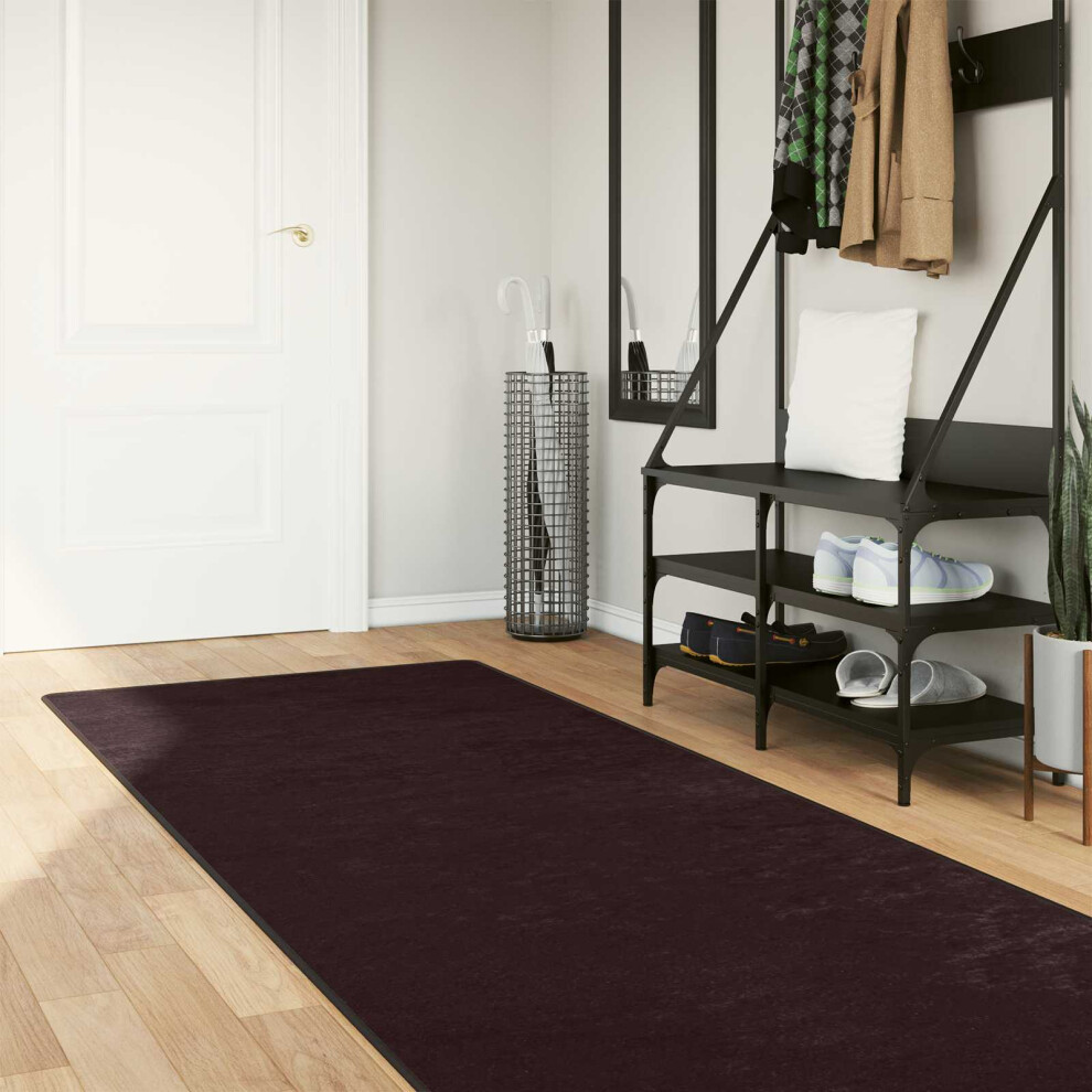 Vidaxl Rug Runner Marsa 100 X 450 Cm Polyester And Pvc Anthracite