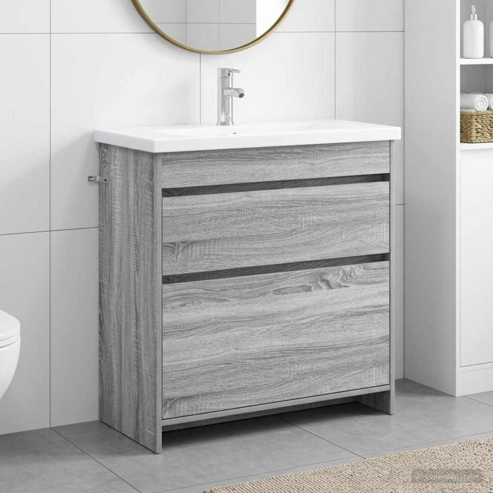 Vidaxl Bathroom Furniture Set Grey Sonoma 81 X 40 X 84.5 Cm
