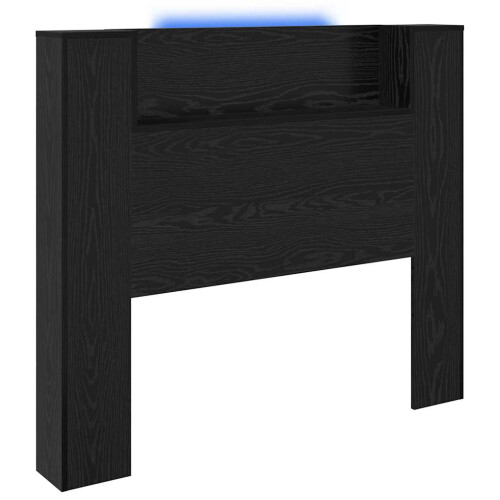VidaXL vidaXL Storage Headboard with LED Black Oak Engineered Wood 1