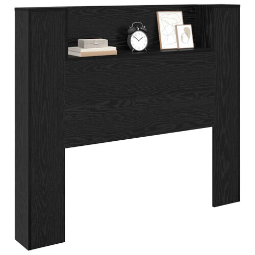 VidaXL vidaXL Storage Headboard with LED Black Oak Engineered Wood 2