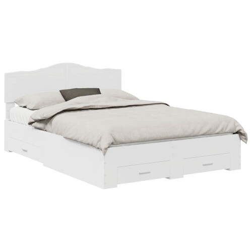 VidaXL vidaXL Bed Frame with Headboard White 140 x 200 cm Engineered Wood 1