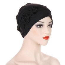 (Black) Traditional Turban For Women Hijab For Women Hair Wrap Flower Head Wrap For Women Hijab Caps Floral Chemo Beanies Burgundy