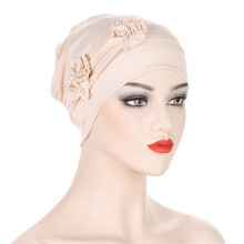 (Beige) Traditional Turban For Women Hijab For Women Hair Wrap Flower Head Wrap For Women Hijab Caps Floral Chemo Beanies Burgundy