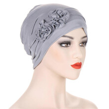 (Light Gray) Traditional Turban For Women Hijab For Women Hair Wrap Flower Head Wrap For Women Hijab Caps Floral Chemo Beanies Burgundy