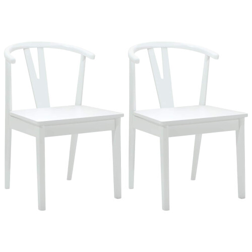 VidaXL vidaXL Dining Chair 2 pcs White and White Solid Rubber Wood 1