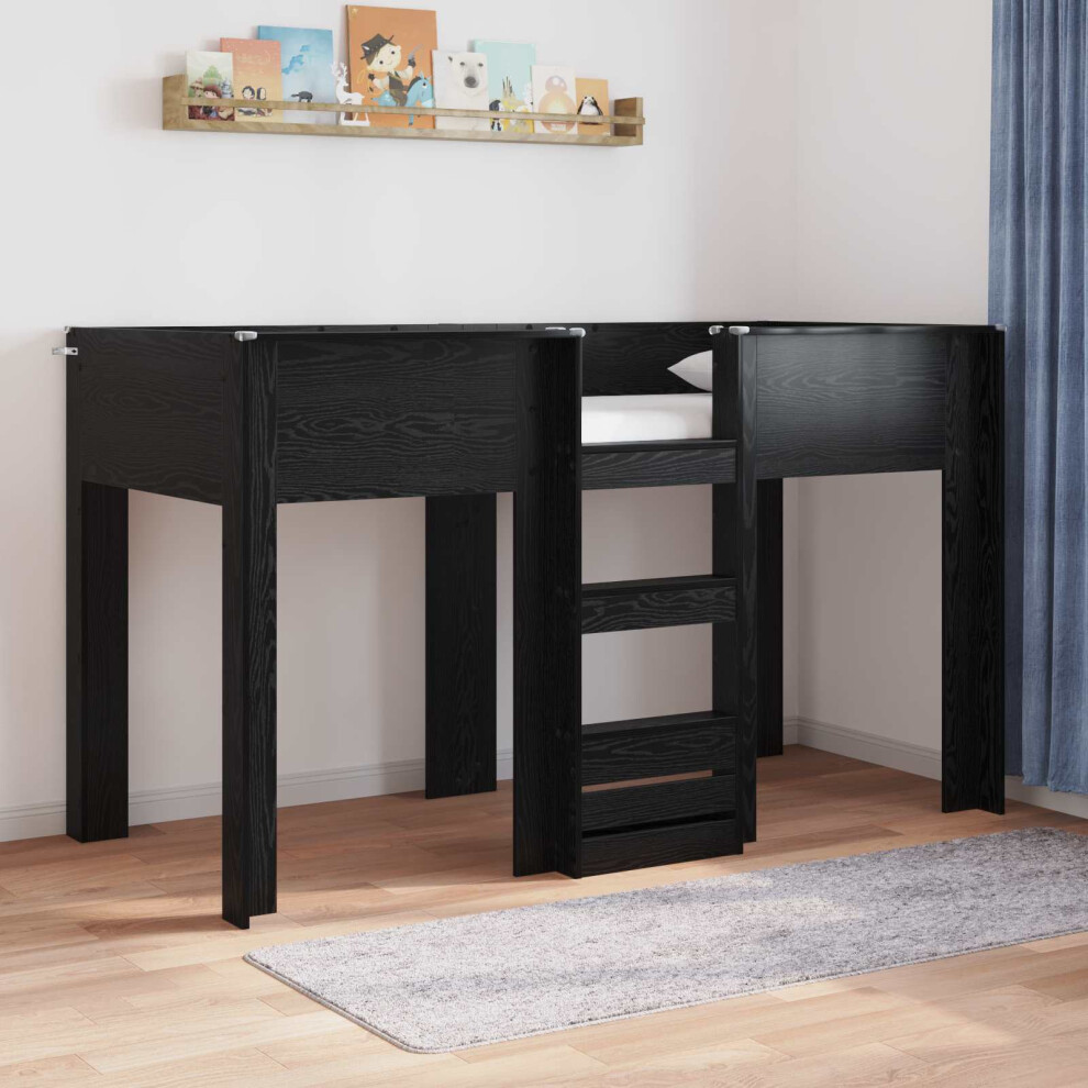 Vidaxl Bunk Bed For Kids Oak 75 X 190 Cm Engineered Wood Black