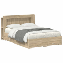 vidaXL Bed Frame with Storage Sonoma Oak 150 x 200 cm Engineered Wood