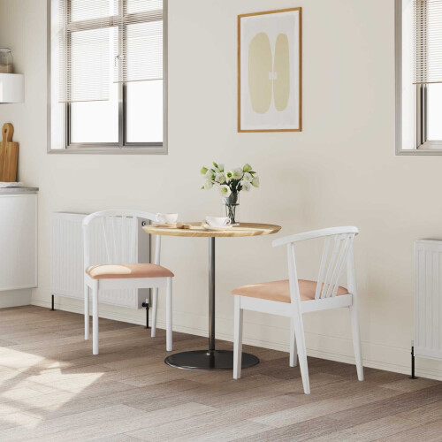 VidaXL vidaXL Dining Chair 2 pcs White and Brown Solid Rubberwood 1