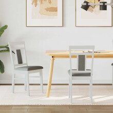 vidaXL Dining Chair 2 pcs White and Grey Solid Rubber Wood