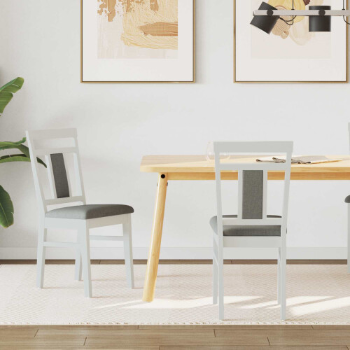 VidaXL vidaXL Dining Chair 2 pcs White and Grey Solid Rubber Wood