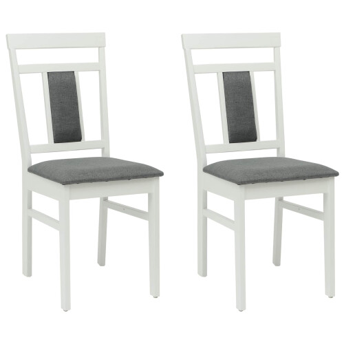 VidaXL vidaXL Dining Chair 2 pcs White and Grey Solid Rubber Wood 1