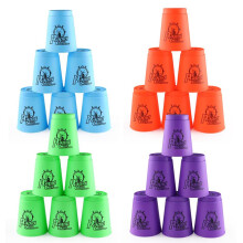 (Green) Four Colours Quick Stack Cups Speed Cup Stacking Game, Fast Reaction Sports Training Toy for Children